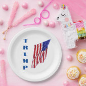 Assiettes En Carton Donald Trump American Flag Pop Art (Fête)