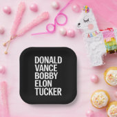 Assiettes En Carton Donald Vance Bobby Elon et Tucker (Fête)