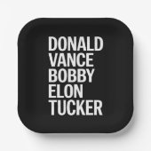 Assiettes En Carton Donald Vance Bobby Elon et Tucker (Recto)