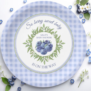 Assiettes En Carton Donc Berry Sweet Blueberry Blue Plaid Baby shower