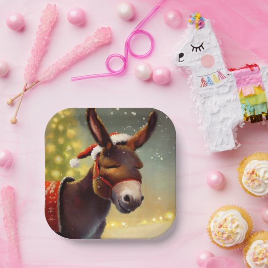 Assiettes En Carton Donkey de Noël 4 (Fête)