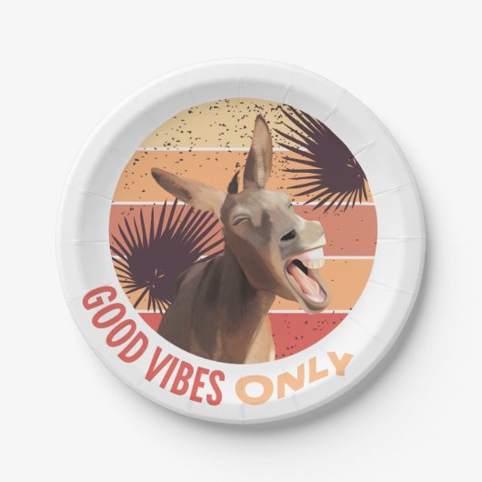 Assiettes En Carton Donkey hurlant - Good Vibes seulement (Devant)