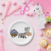 Assiettes En Carton Donkies Tirant Un Panier (Fête)