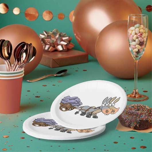 Assiettes En Carton Donkies Tirant Un Panier