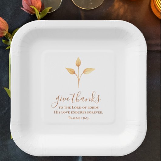 Assiettes En Carton Donnez Merci Aquarelle Minimale Thanksgiving