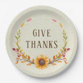 Assiettes En Carton Donnez Merci Russe Boho Sunflower Thanksgiving (Devant)