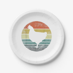 Assiettes En Carton Dons De Poulets Amusants Fermier Rétro Vintage Far