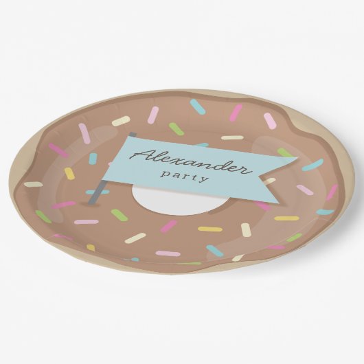 ASSIETTES EN CARTON DONUT CHOCOLAT (Angle)