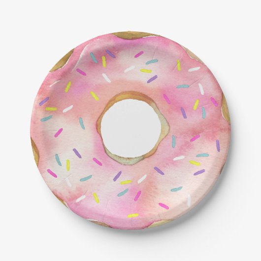 Assiettes En Carton Donut Cute Aquarelle Donuts (Devant)