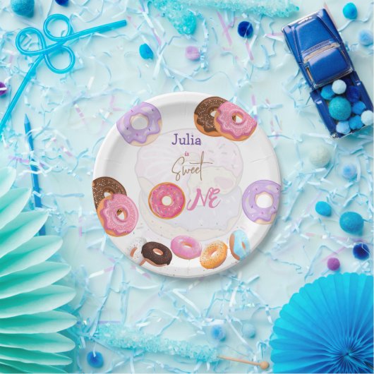 Assiettes En Carton Donut fille de 1er anniversaire (Fête)