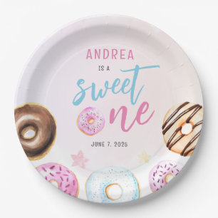 Assiettes En Carton Donut Sweet One Rose and Blue Girls Premier annive