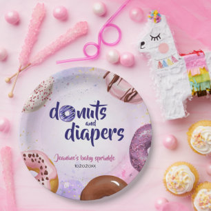 Assiettes En Carton Donuts et plongeurs Bébé Sprinkle Shoot