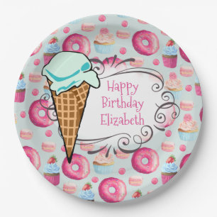 Assiettes En Carton Donuts Macarons Cupcake Ice Cream Personnalisé Ann