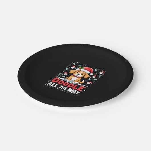 Assiettes En Carton Doodle All The Way Funny Goldendoodle Santa Hat Ch (Angle)