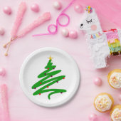 Assiettes En Carton Doodle arbre de Noël vert (Fête)