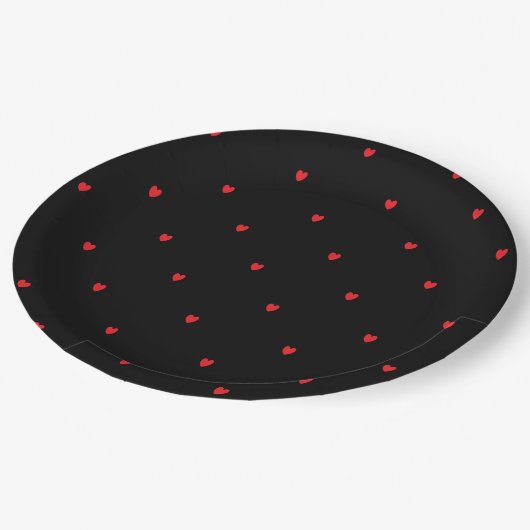 Assiettes En Carton Doodle Coeur Motif Rouge Noir Personnalisé Joli (Angle)