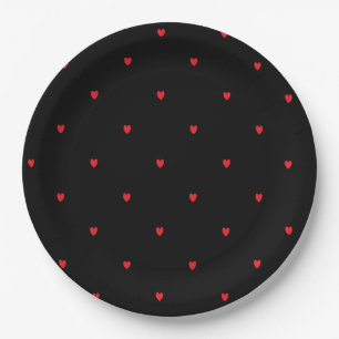 Assiettes En Carton Doodle Coeur Motif Rouge Noir Personnalisé Joli