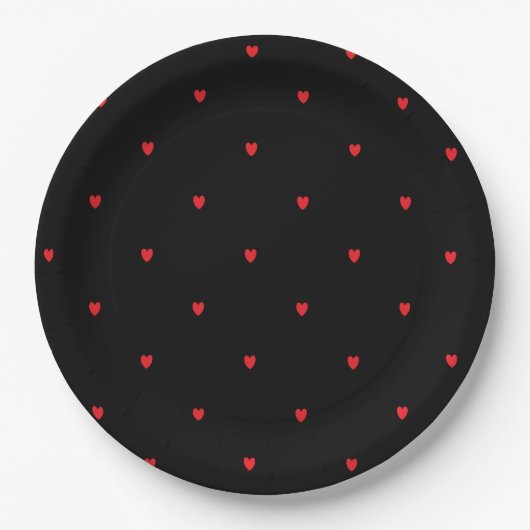 Assiettes En Carton Doodle Coeur Motif Rouge Noir Personnalisé Joli (Devant)