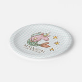 Assiettes En Carton Doodle de Whimsal Mermaid Unicorn Anniversaire (Angle)