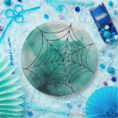 Assiettes En Carton Doodle Spiderweb sur Vert (Fête)