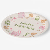 Assiettes En Carton Doodle Whimsical main tiré fête d'anniversaire (Angle)