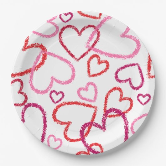 Assiettes En Carton Doodles Coeur tendance 01 (Devant)