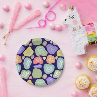 Assiettes En Carton Doodles de rêve - Boho Nature Vibrant Design Motif