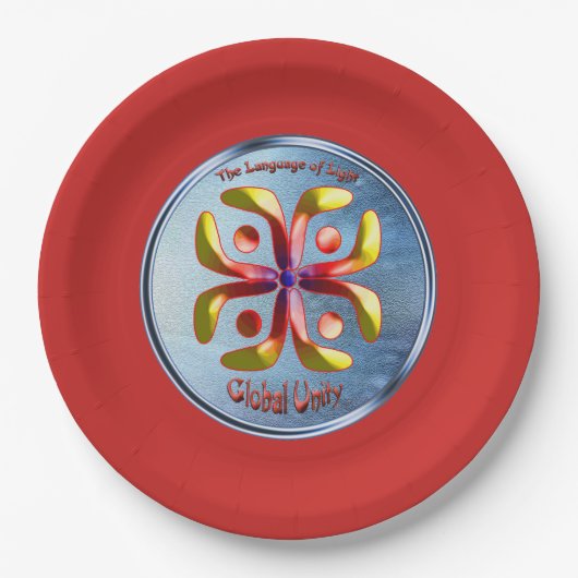 Assiettes En Carton Doodling sur le symbole de l'unité mondiale (Devant)