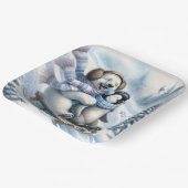 Assiettes En Carton Dormir d'ours polaire avec un pingouin (Angulaire)