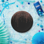 Assiettes En Carton Dory Rose Noire Gold Sparkly Glitter Fringe (Fête)