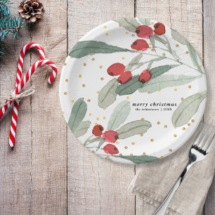 Assiettes En Carton Dots d'or des Festivals de Noël