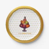 Assiettes En Carton Dots d'or et fruits (Devant)