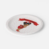 Assiettes En Carton Dots rouges de fille Afro-Américaine Ladybug (Angle)