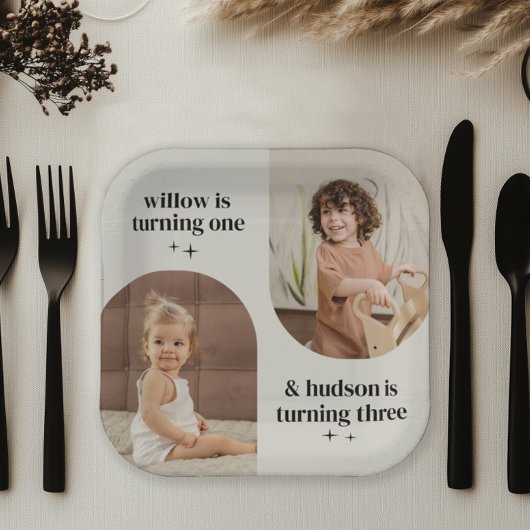 Assiettes En Carton Double Arc Photo Joint Anniversaire Papier Napkin