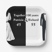 Assiettes En Carton Double célébration Anniversaire conjoint 100 ans (Recto)