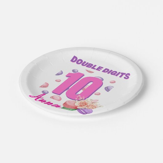 Assiettes En Carton Double chiffres Macaron adolescent Anniversaire fi (Angle)