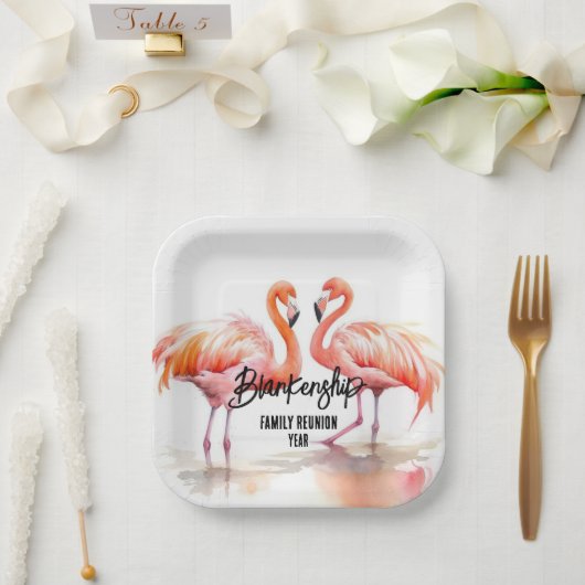 Assiettes En Carton Double Flamant rose Famille Réunion Essentials (Mariage)