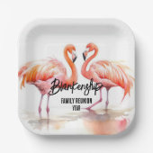 Assiettes En Carton Double Flamant rose Famille Réunion Essentials (Recto)