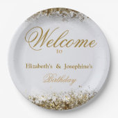 Assiettes En Carton Double mixte adulte fête d'anniversaire | Blanc do (Devant)