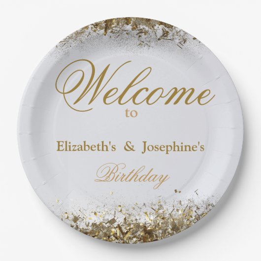 Assiettes En Carton Double mixte adulte fête d'anniversaire | Blanc do (Devant)