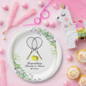 Assiettes En Carton Doubles de tennis Mariage 3 lignes de texte (Fête)