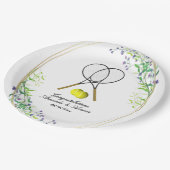 Assiettes En Carton Doubles de tennis Mariage 3 lignes de texte (Angle)