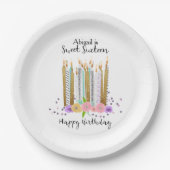 Assiettes En Carton Douce 16 Bougies d'anniversaire Plaque en papier (Devant)