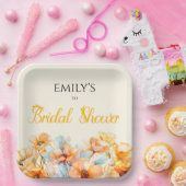 Assiettes En Carton Douce aquarelle Fête prénuptiale de mariage Fleur  (Fête)