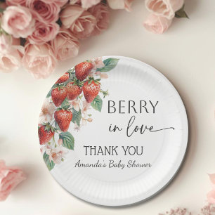 Assiettes En Carton Douce Baie en Amour Fête de Mariage de la Fraise