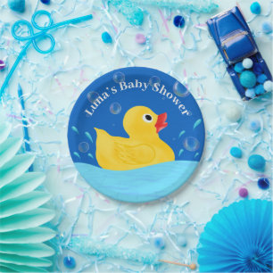 Assiettes En Carton Douce Canard en Caoutchouc Bulles Baby Shower