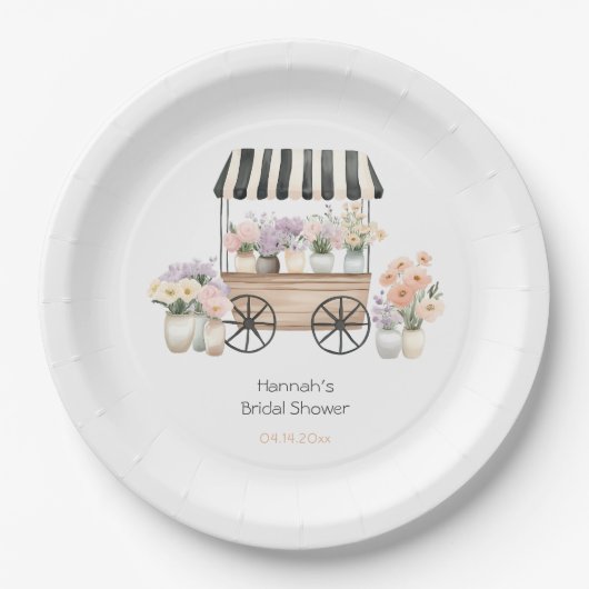 Assiettes En Carton Douce comme des fleurs, Baby Shower de mariage (Devant)