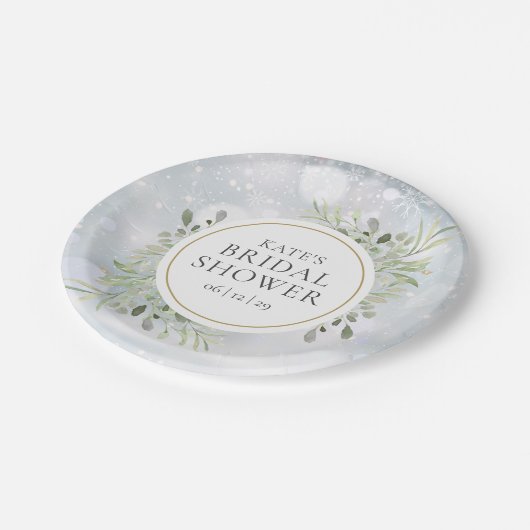 Assiettes En Carton Douce Fête de Mariage à l'Aquarelle d'Hiver (Angle)