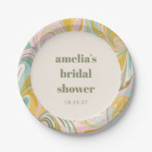Assiettes En Carton Douce Fête de Mariage Abstraite sur Mesure au Pâté (Devant)