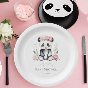 Assiettes En Carton Douce Fête de Naissance de Bébé Panda au milieu de